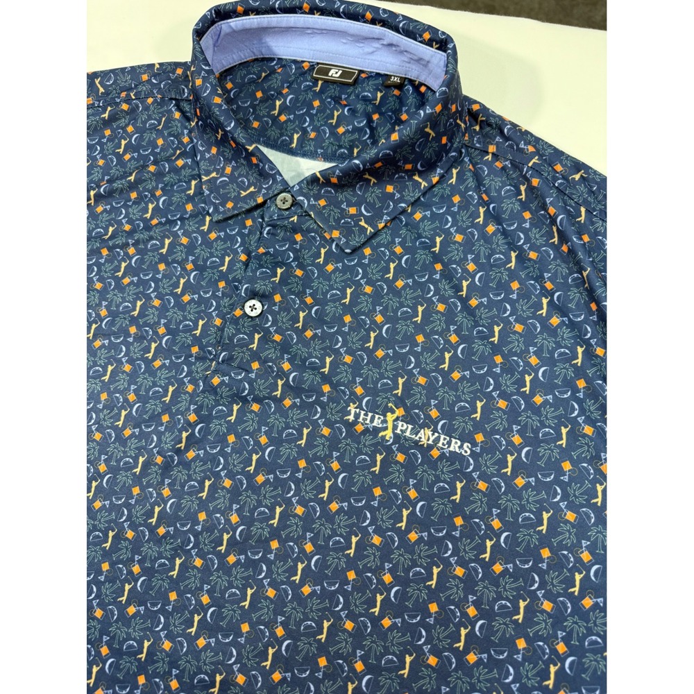 FootJoy The Players Championship Golf Polo Shirt Mens 3XL Navy Tropical Print FJ